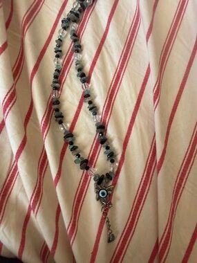 Handcrafted Green Bead Evil Eye Pendant Necklace